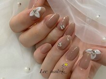リーネイル(Lee_nail)/グレージュ×3Dお花♪