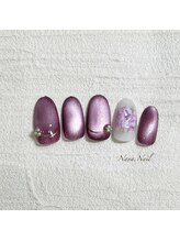 ナナネイル(Nana.Nail)/上品マグネット×紫陽花ネイル