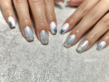 エレガネイル(elega nail)/ミラーフレンチネイル