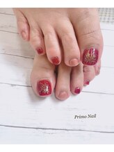 プリモネイル(PrimoNail)/赤ラメ×花火