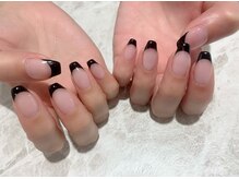 ネイルキュート アンド クールラッシュ 亀有店(nailcute & CoolLash)/黒フレンチ
