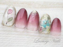 手描き＊ニュアンスフラワーNail