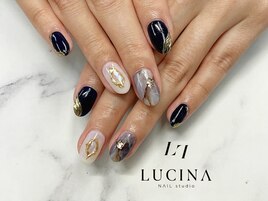 c-166 ネイビーニュアンスネイル