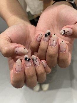 ドット リボンネイル☆