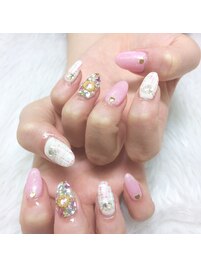 ピンクツイードネイル