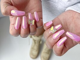 オーロラミラー×蝶々ネイル