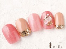 アイネイルズ 横浜WEST店(I-nails)/ピンクラメ逆フレンチ　8480円