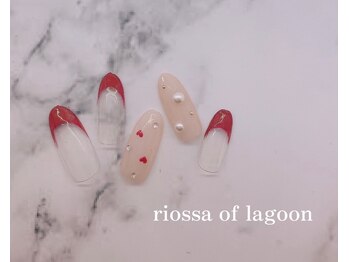 リオッサ オブ ラグーン(RIOSSA of Lagoon)/ガラスフレンチ×パールネイル