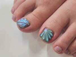 フット親指アートジェルネイル