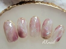 エーケーネイル(AKnail)/冬ニュアンスネイル／ミラー