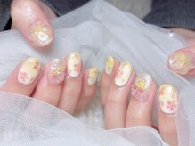 ネイルサロンブリス(nail salon Bliss)/☆蝶々舞う！華やかな桜ネイル☆
