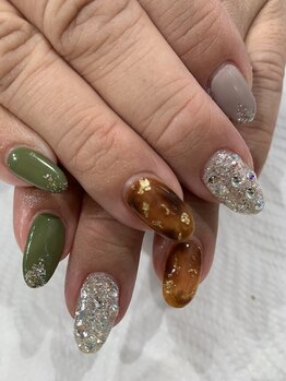 ネイルモア 三軒茶屋店(NAIL moA)/ワンカラー×べっ甲ネイル♪