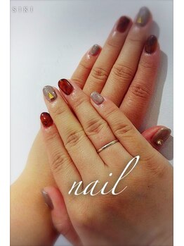 グレージュ×べっ甲ネイル