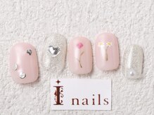 アイネイルズ 梅田店(I nails)/手書きフラワーアート￥8200
