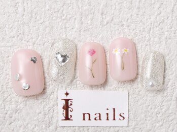 アイネイルズ 梅田店(I nails)/手書きフラワーアート¥8200