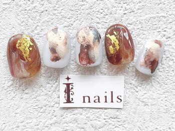 アイネイルズ 梅田店(I nails)/水彩メタリックブラウン￥8200