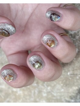 オマモリ ネイル 心斎橋店(omamori nail)/flash×鉱石ネイル