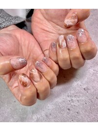 大理石ネイルで秋っぽく