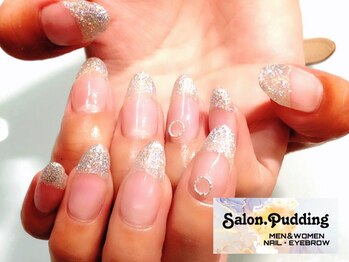 サロンドットプディング(Salon.Pudding)/爪先上品きらめくガラスフレンチ