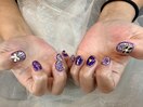パープルのツイードネイル