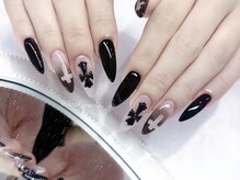 リンドネイル バイ モカ アンド ララ(Lind nail by moca and LaLa)/【yuchi】黒ネイル