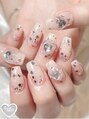 ミイネイル(Me nail)&nbsp;ハートストーンネイル/ワンホンネイル/大人可愛いネイル/POP