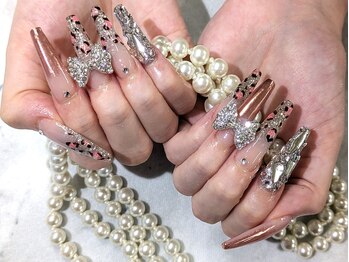 ネイルサロン グレイス(Grace)/【スカルプ】ピンクレオパ柄