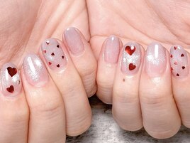バレンタインハートホロネイル