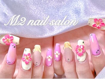 エムズ ネイルサロン(M2)/ピンクイエローハイビスカス