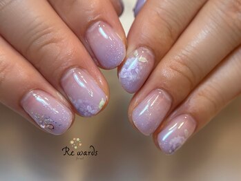 リワーズネイル 千歳船橋店(ReWARDs nail)/手描き紫陽花ネイル