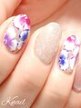 ケイネイル(Knail)&nbsp;グラデーション花ネイル♪カラフルなかわいいネイルです☆