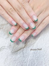 プリモネイル(PrimoNail)/グリッター×グリーンフレンチ