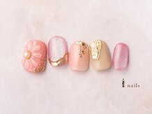 アイネイルズ 横浜EAST店(I-nails)/ぷっくりフラワーピンクネイル