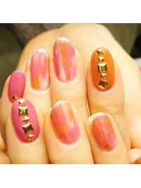 タイダイ　マーブル秋ネイル