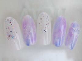 紫陽花カラー　夏ネイル