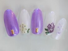 ネイルサロン あかねいろ/春夏　あじさい　押し花アート　