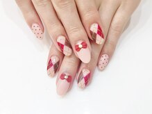 ネイルコレクション ピンク(Nail Collection Pink)/ジェル放題★アーガイル：リボン