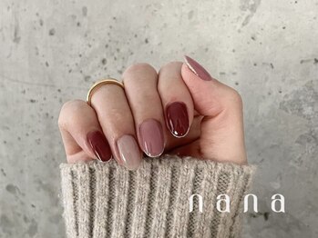 ナナ 白金高輪(nana)/ラメライン秋冬ボルドー系ネイル