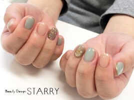 押し花　ショートネイル