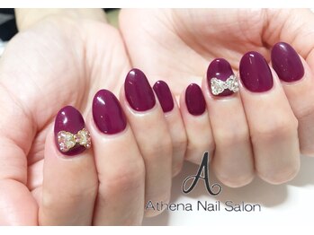 ネイルサロン アテナ(Athena)/ワンカラー×リボンパーツ