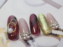 ネイルサロン ティディ(TIDY)/ワインレッドのタイダイネイル