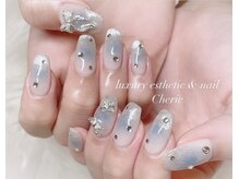 シェリエ(Cherie)/水色チークネイル/リボンパーツ