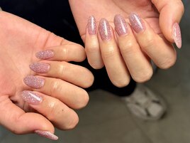 キラキラピンクフラッシュネイル