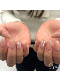 リボンネイル＊ホログラムハート
