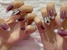 ボージュ バイ ルアナネイル(BeauJu by Luana Nail)/ガラスフレンチ×蝶 【町田駅】