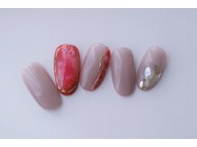 幻之花ネイル/マーブル☆ミラー囲みアート