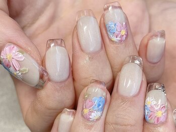 ネイルフロンティア 吉祥寺(NAIL FRONTIER)/Eクリアフレンチフラワー20780円