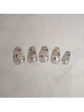 プラスチッタ(hair make salon plus citta')/きらきらカラフルストーンネイル