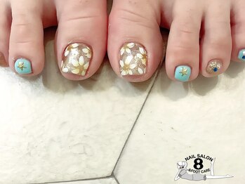 ネイルエイト 新百合ヶ丘(nail8)/フット夏フラワーデザイン