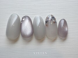 押し花　マグネット　グレージュ